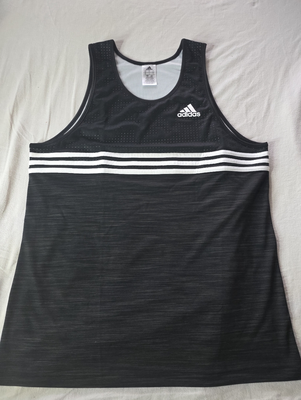 Men's adidas Black Tank Top White Stripes Trim Large NWOT Flex Material